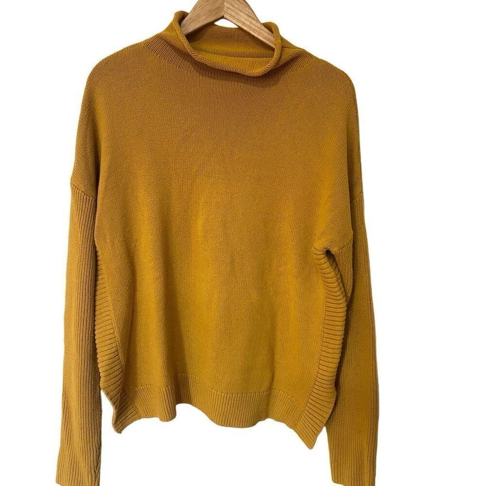 Tahari large mustard yellow cowl neck sweater